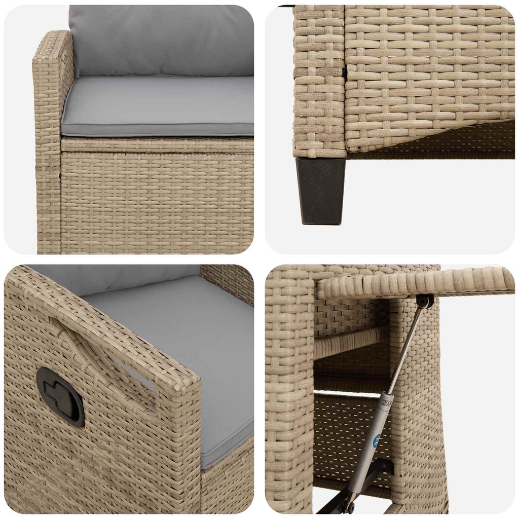 Verstellbarer Gartenstuhl Beige und Hellgrau 56 x 60 x 112 cm