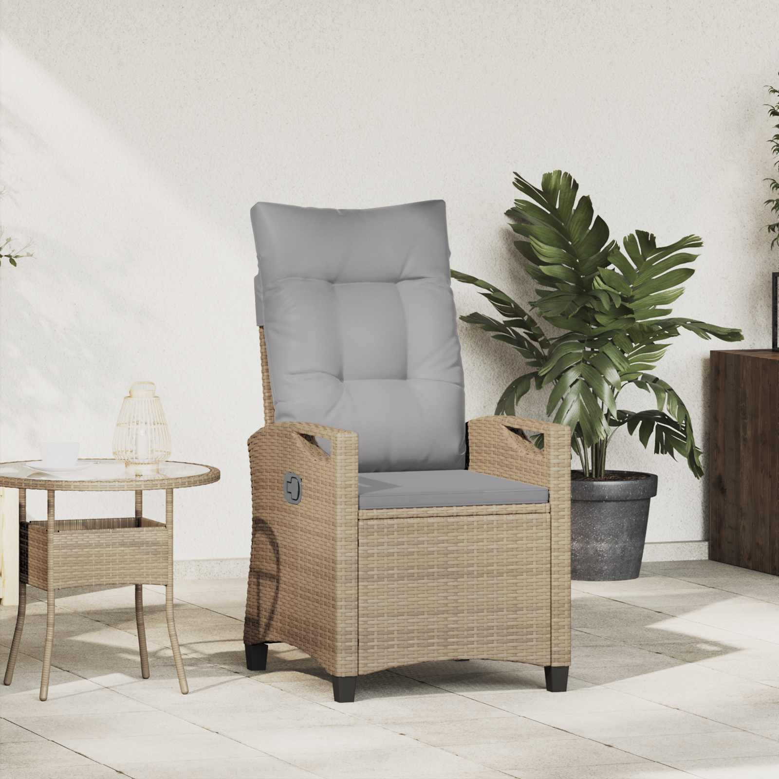 Verstellbarer Gartenstuhl Beige und Hellgrau 56 x 60 x 112 cm
