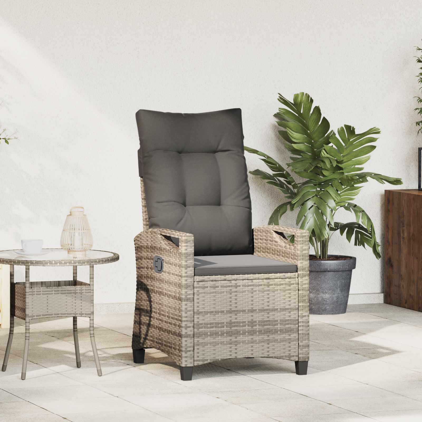 Verstellbarer Gartenstuhl Hellgrau und Dunkelgrau Poly-Rattan