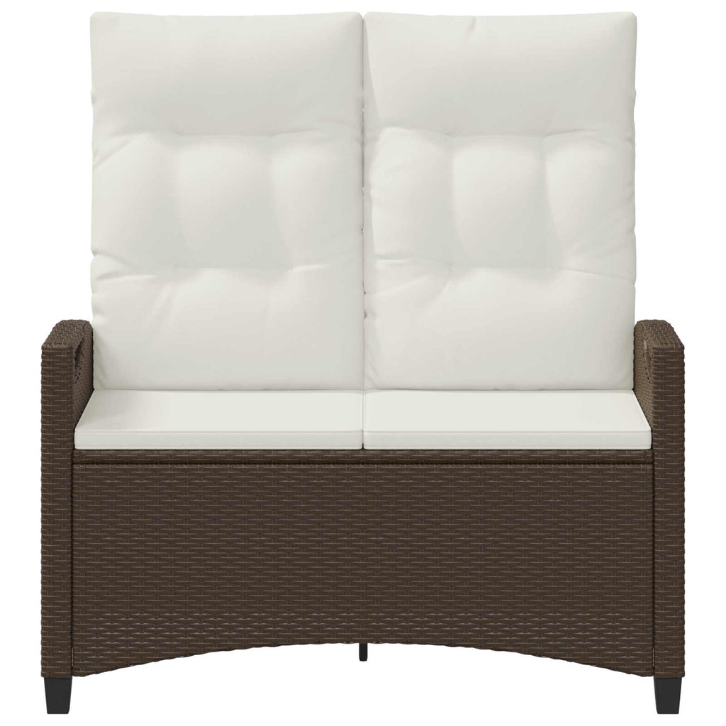 Gartenbank mit Kissen Braun und Creme 105 x 60 x 112 cm