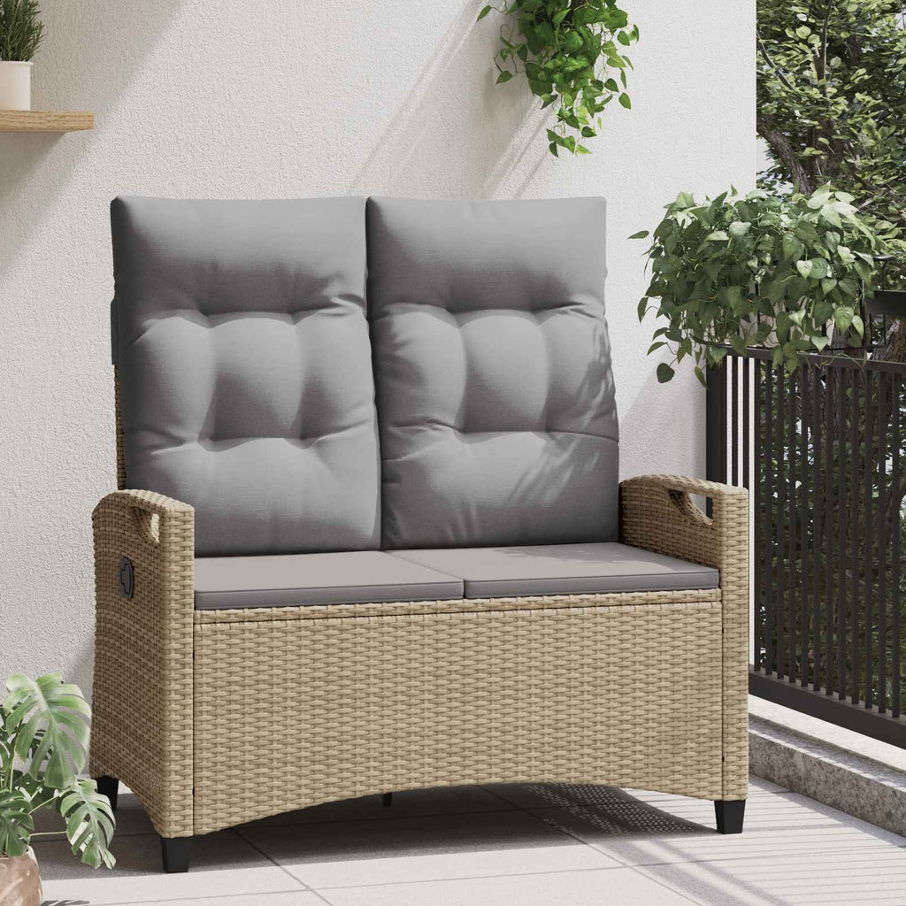 Gartenbank mit Kissen Beige und Hellgrau 105 x 60 x 112 cm