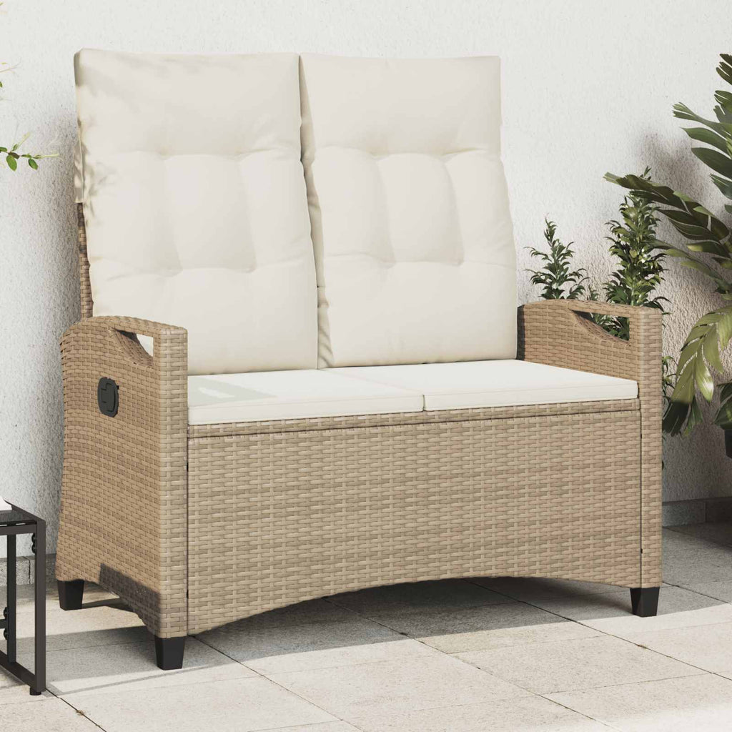 Gartenbank mit Kissen Beige und Creme 105 x 60 x 112 cm