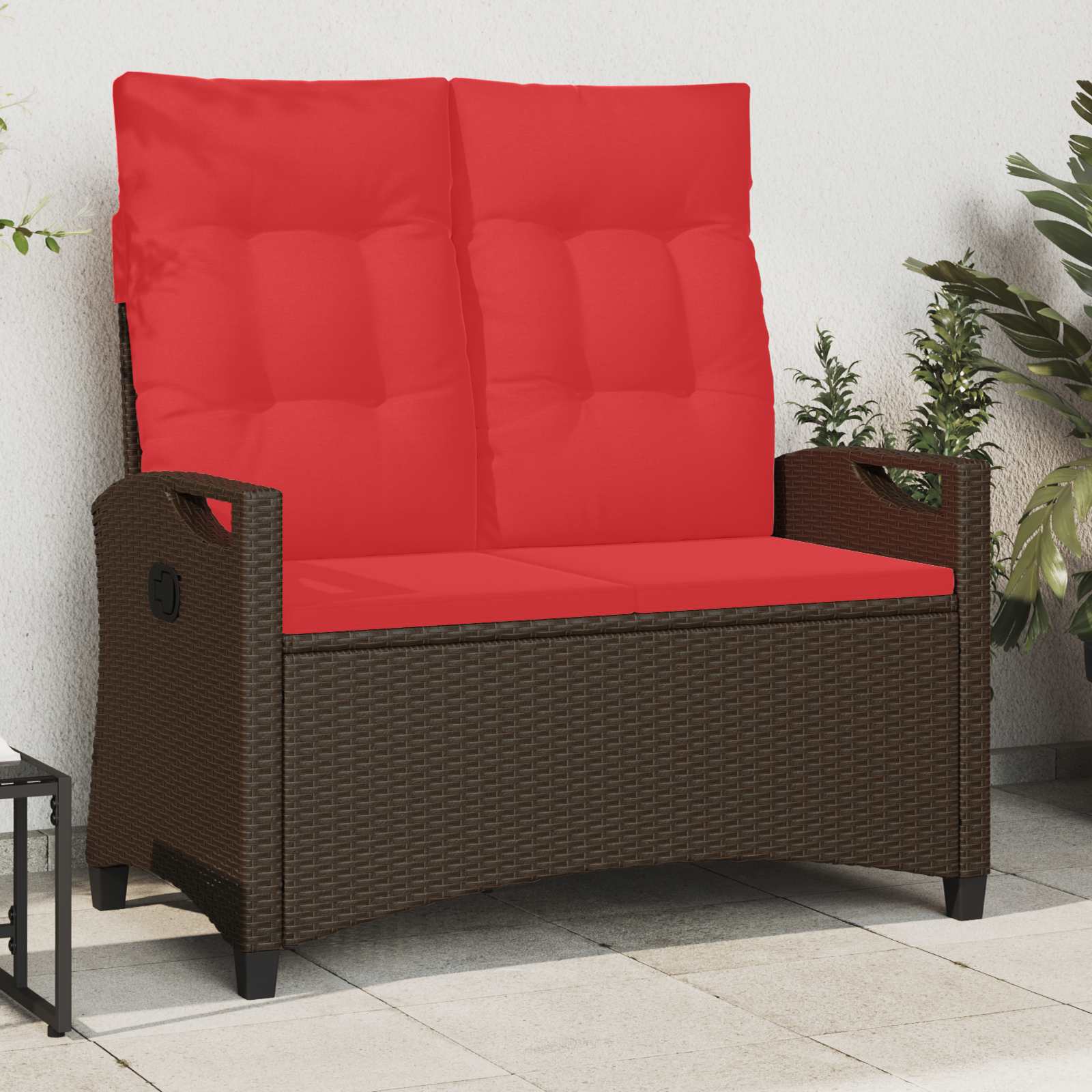 Gartenbank Braun und Rot 105 x 60 x 112 cm Stahl und Polyester