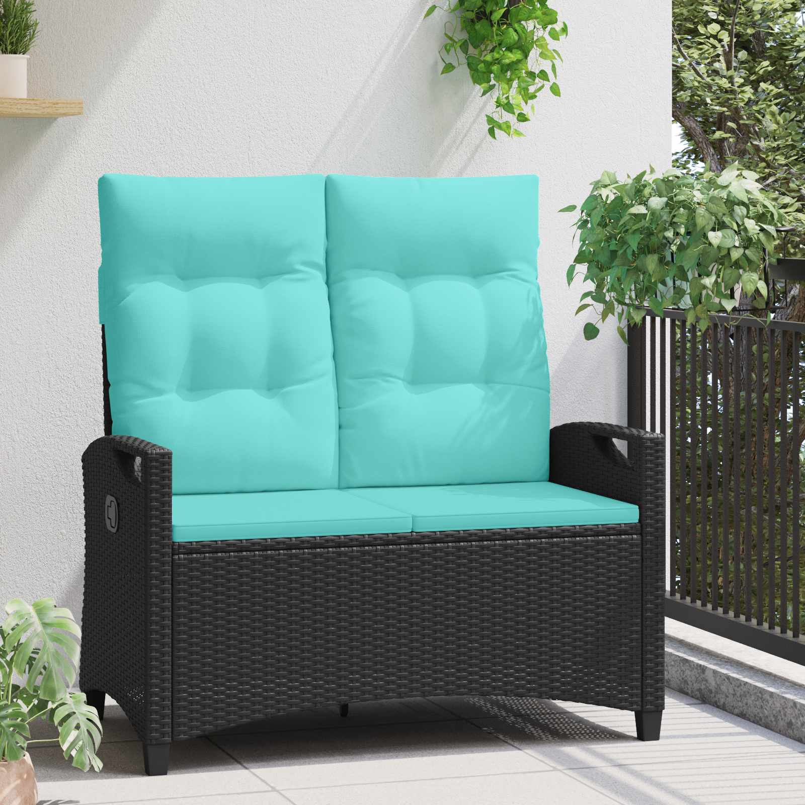 Gartenbank mit Kissen 105 x 60 x 112 cm Stahl