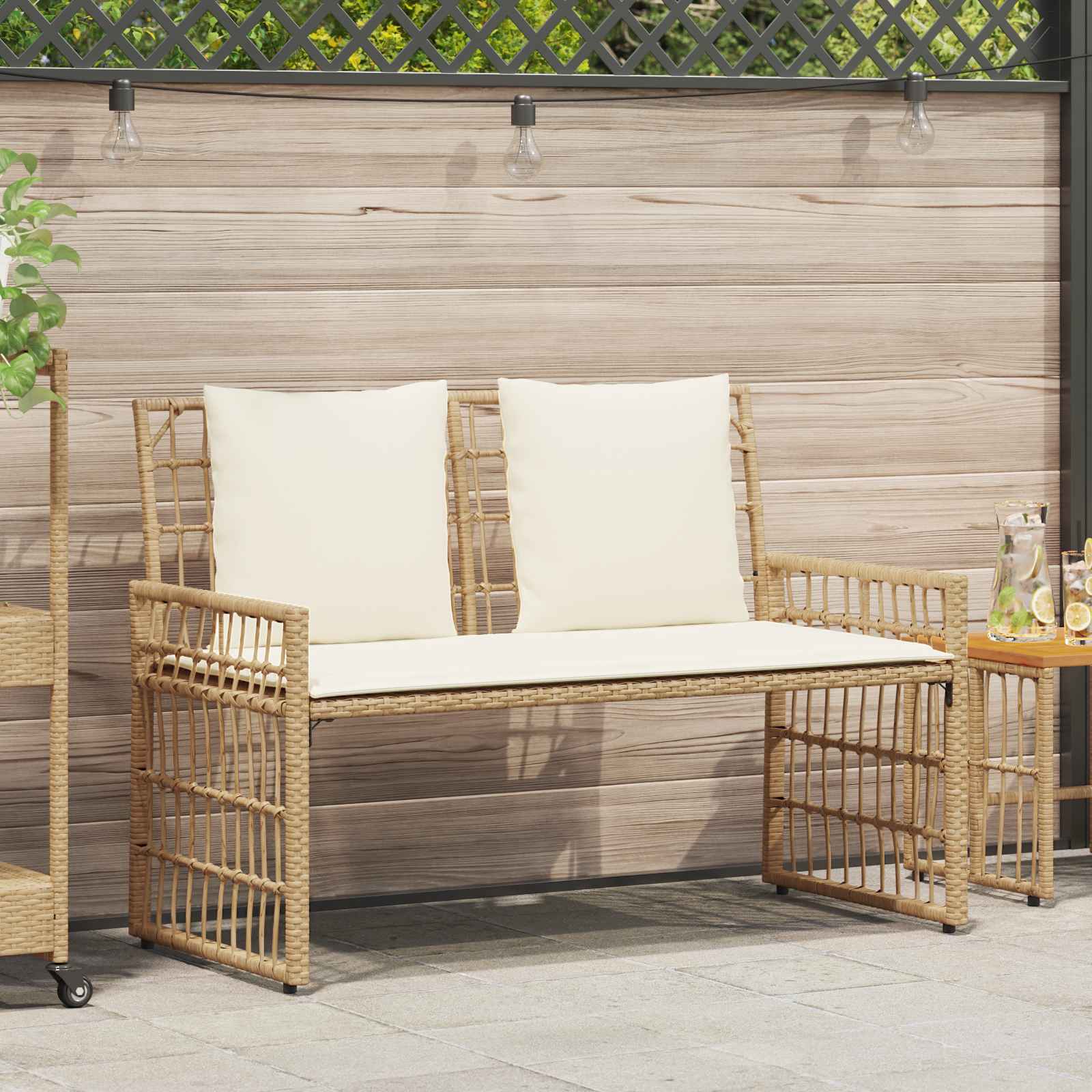 Bank Outdoor Uni Natur und Creme 116 x 55 x 82 cm
