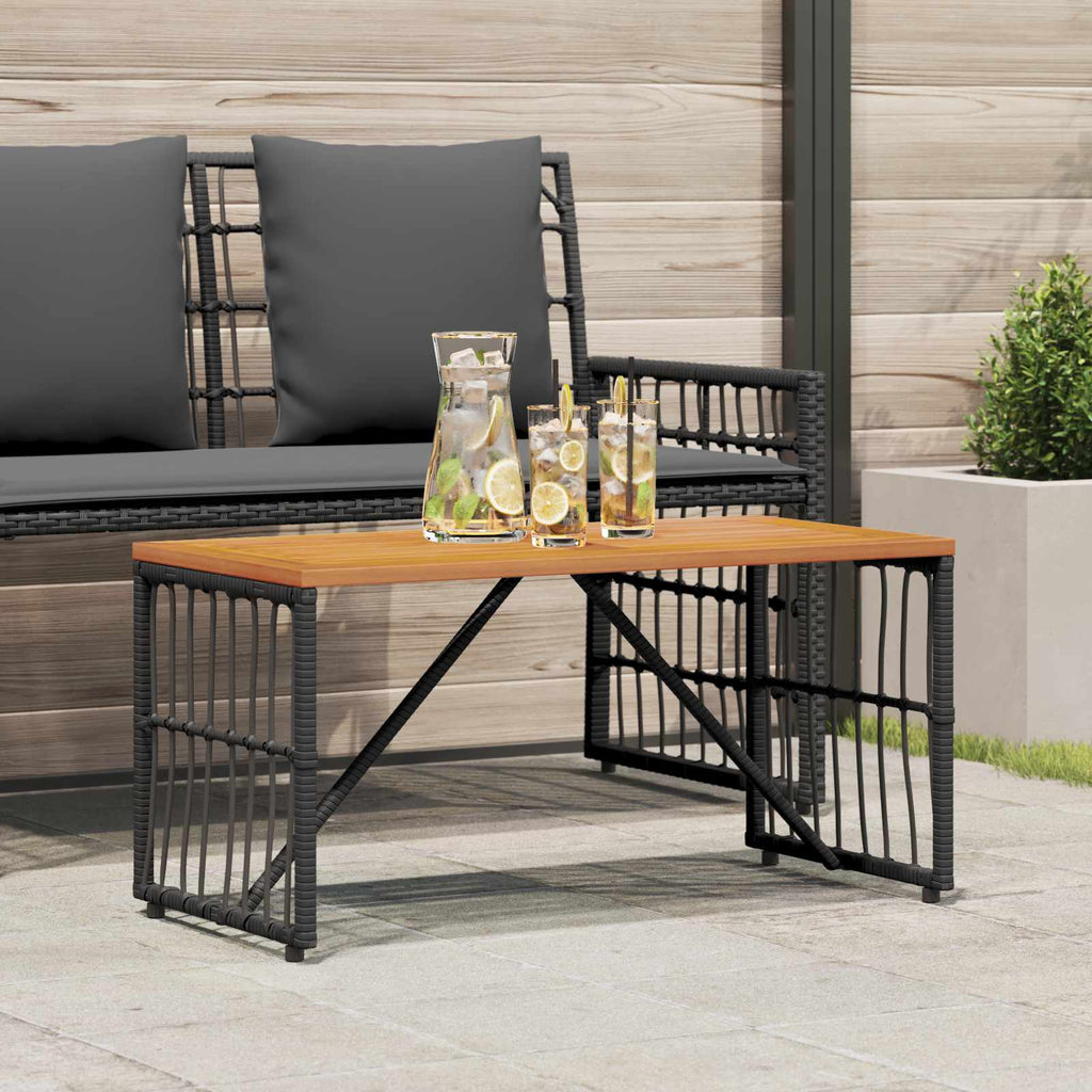 Tisch für Outdoor Schwarz 80 x 40 x 40 cm Stahl und Poly Rattan