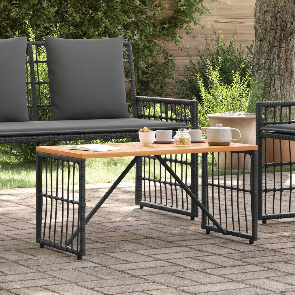 Tisch für Outdoor Schwarz 80 x 40 x 40 cm Stahl und Poly Rattan