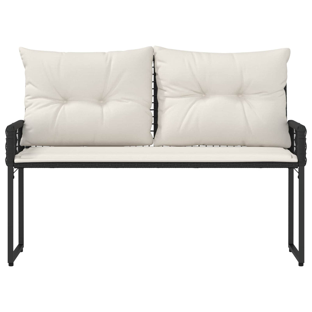 Bank Outdoor mit Kissen Schwarz und Cremeweiß 118 x 55 x 82 cm