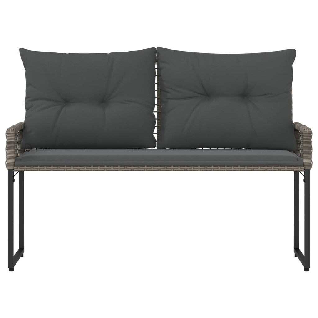 Bank Outdoor Grau 118 x 55 x 82 cm PE-Rattan und Stoff