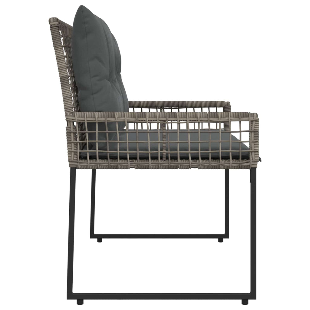 Bank Outdoor Grau 118 x 55 x 82 cm PE-Rattan und Stoff