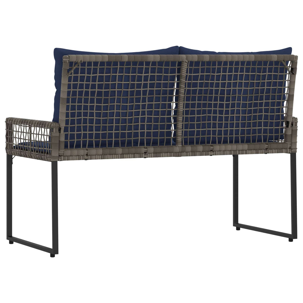 Bank Outdoor mit Kissen Grau und Marine 118 x 55 x 82 cm