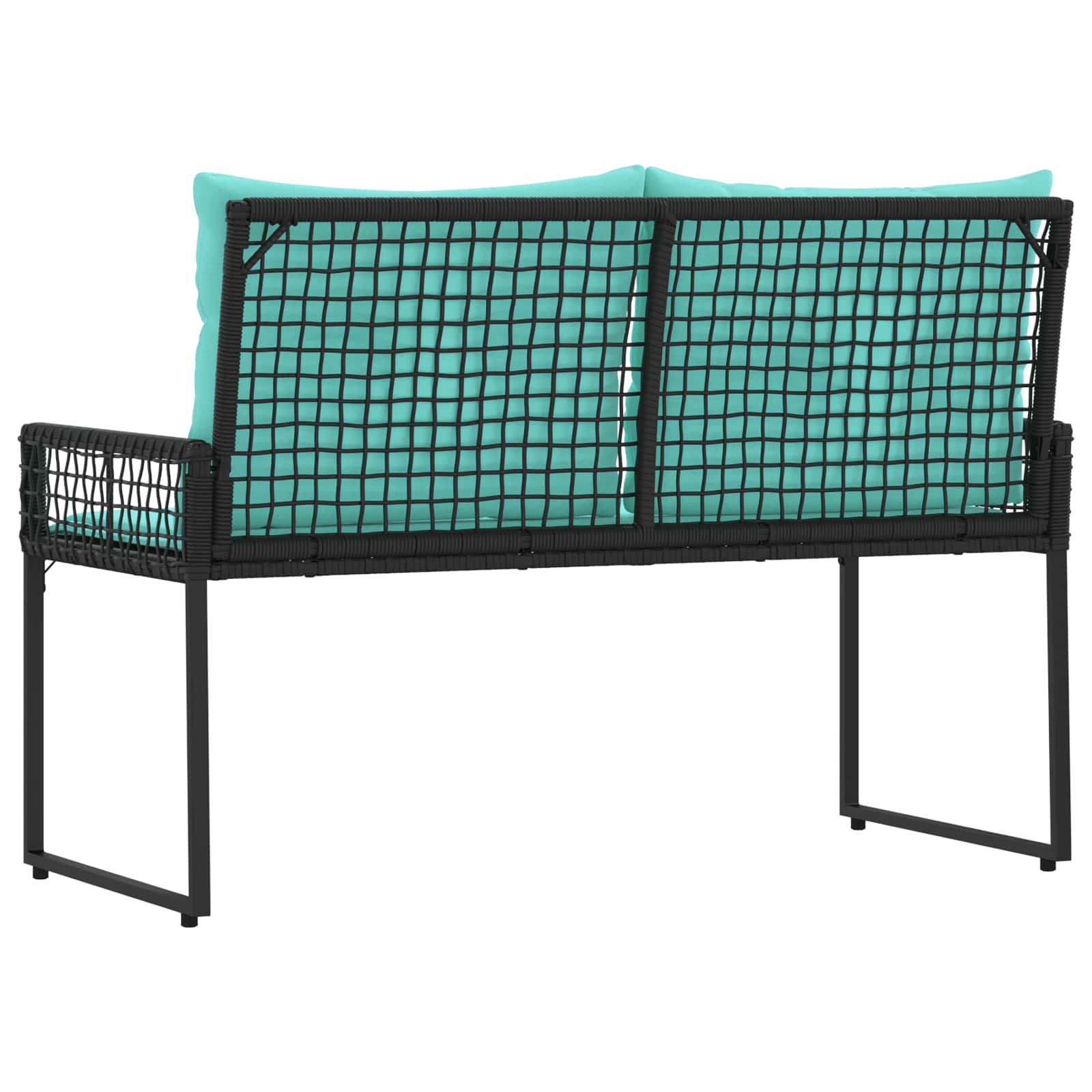 Bank Outdoor mit Kissen Schwarz und Türkis 118 x 55 x 82 cm