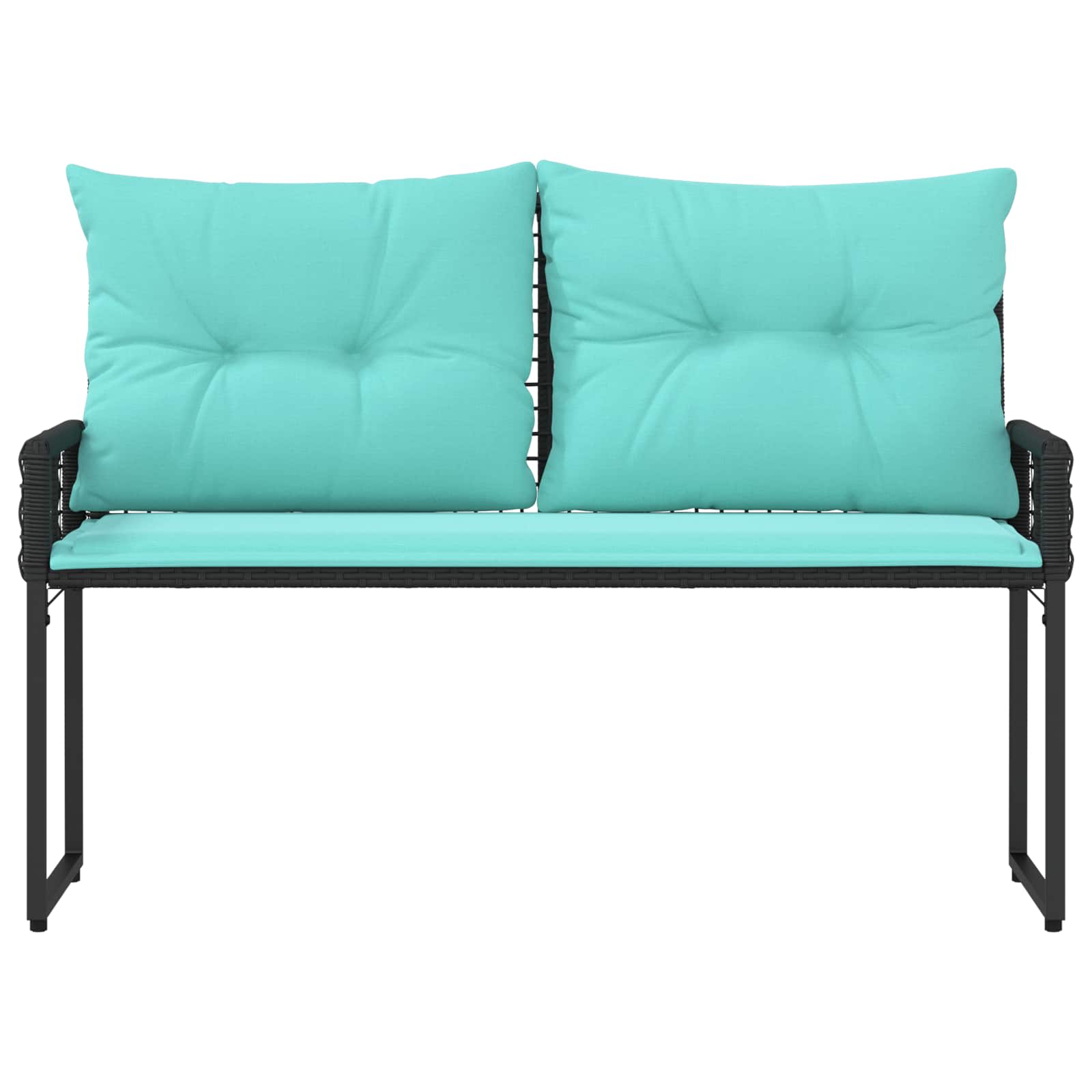 Bank Outdoor mit Kissen Schwarz und Türkis 118 x 55 x 82 cm