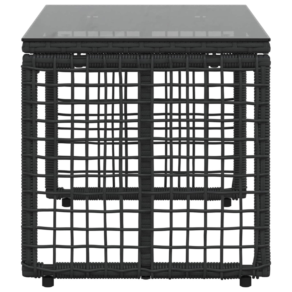 Tisch für Outdoor Schwarz 80 x 40 x 40 cm PE Rattan und Glas
