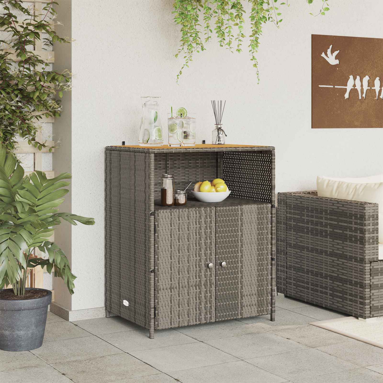Schrank mit Tür Grau 70 x 50 x 87 cm Polyester und Roly Ratten