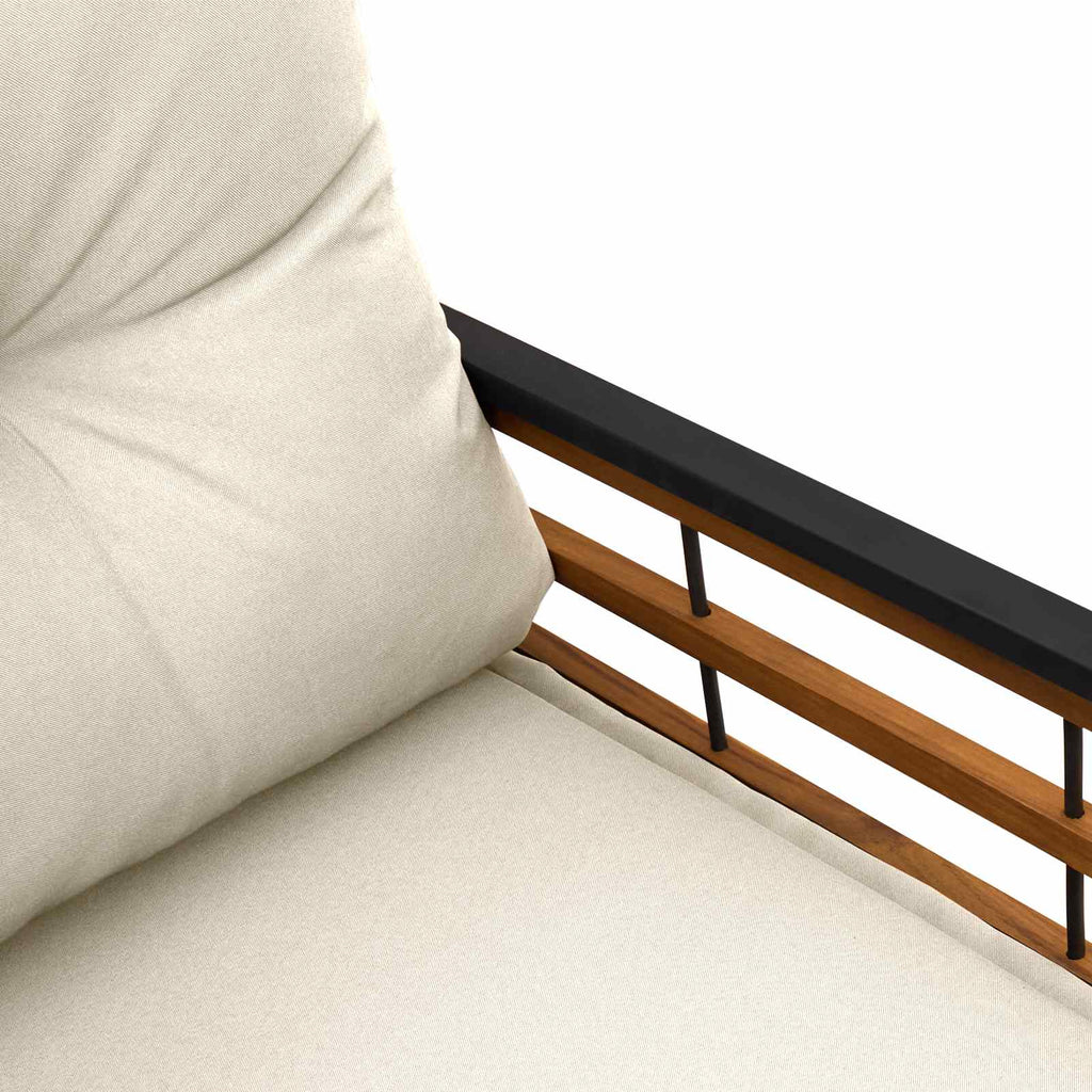 Holz-Lagenbank mit Kissen Uni mit Kissen Creme 114 x 55 x 77 cm