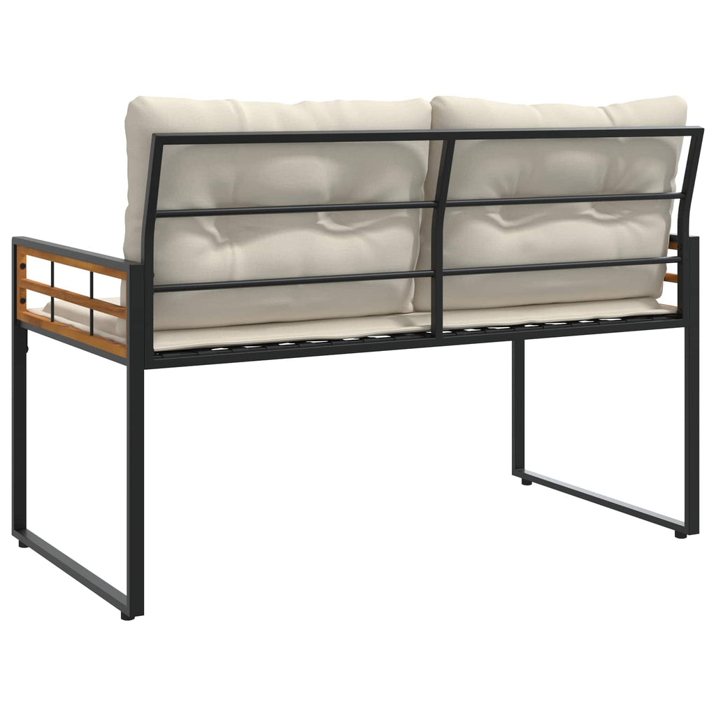 Holz-Lagenbank mit Kissen Uni mit Kissen Creme 114 x 55 x 77 cm