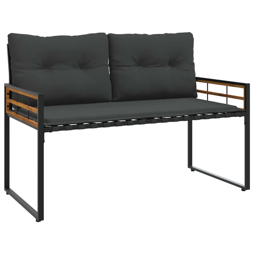 Holz-Lagenbank mit Kissen Uni Blassgrau 114 x 55 x 77 cm