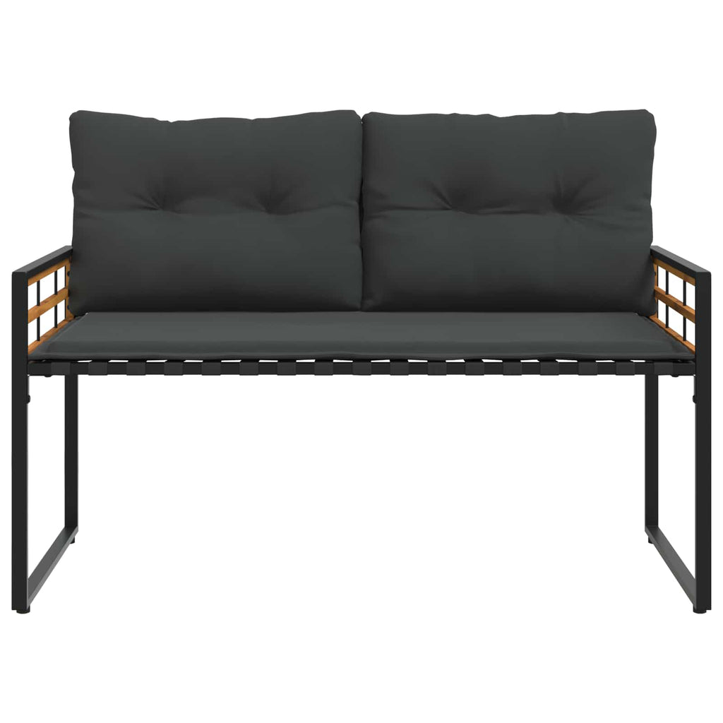 Holz-Lagenbank mit Kissen Uni Blassgrau 114 x 55 x 77 cm