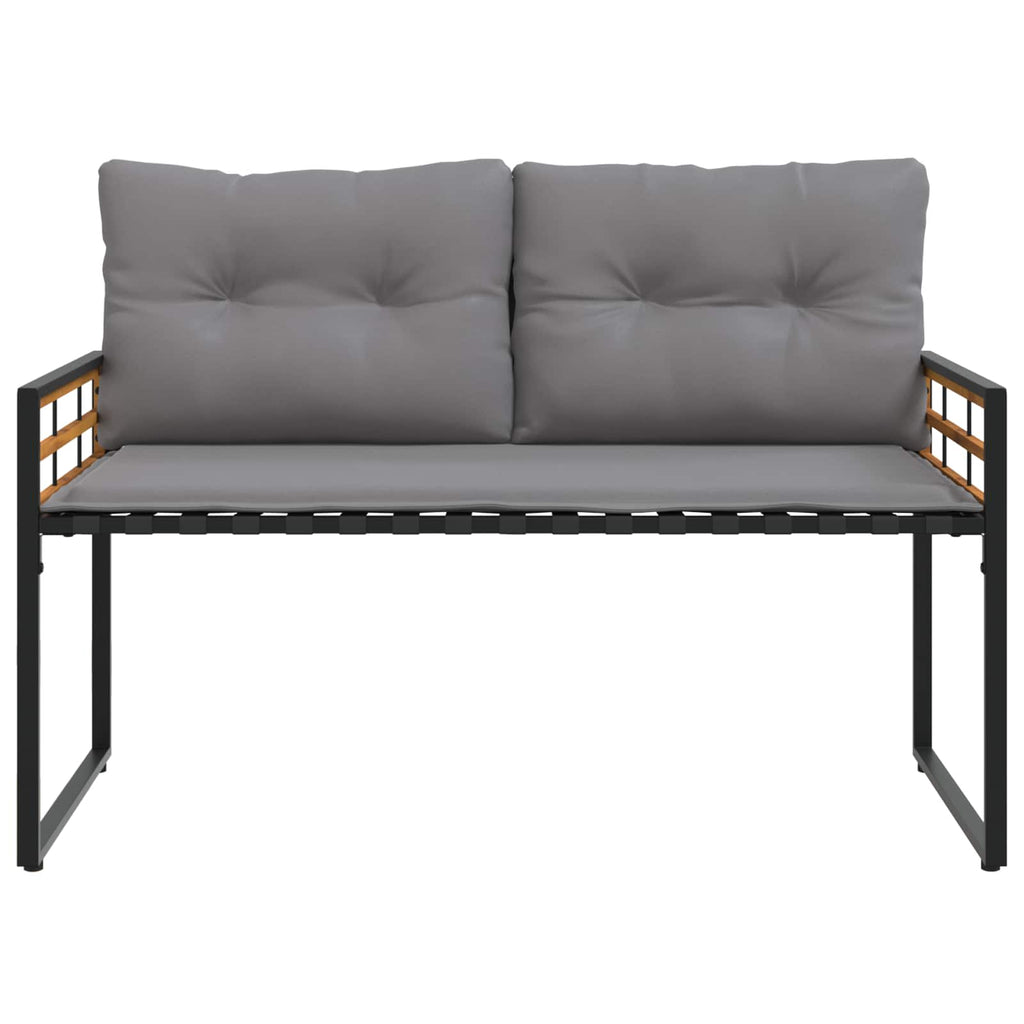 Holz-Lagenbank mit Kissen Uni Hellgrau 114 x 55 x 77 cm