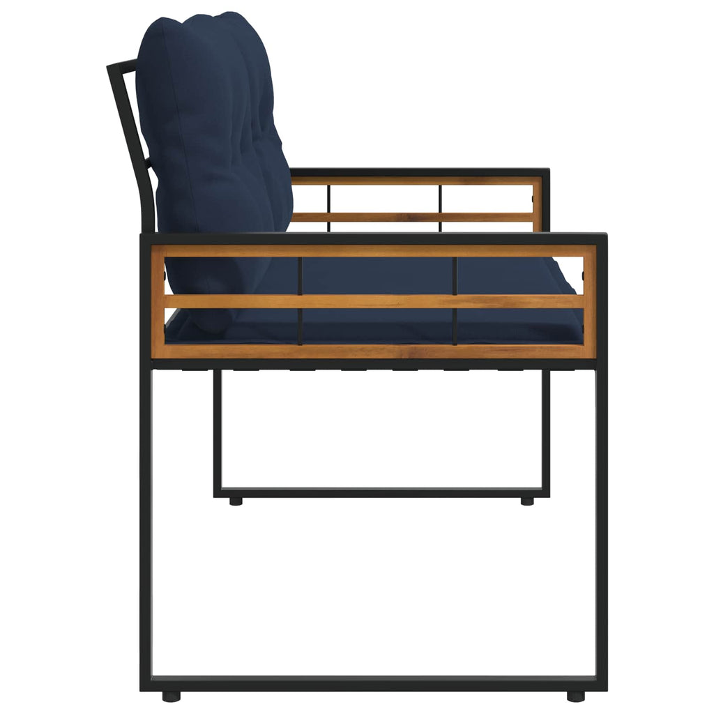 Holz-Lagenbank mit Kissen Uni Marineblau 114 x 55 x 77 cm