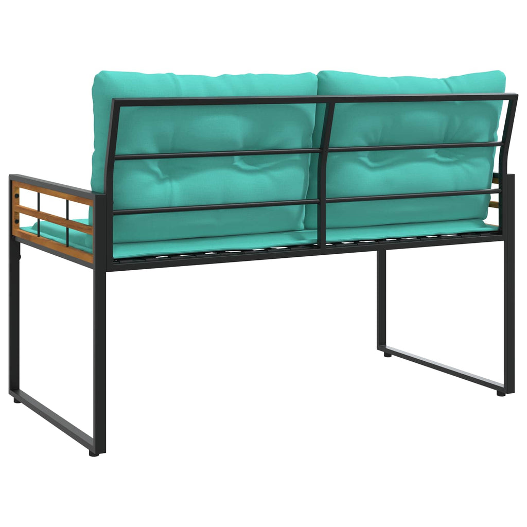 Holz-Lagenbank mit Kissen Uni Türkis 114 x 55 x 77 cm
