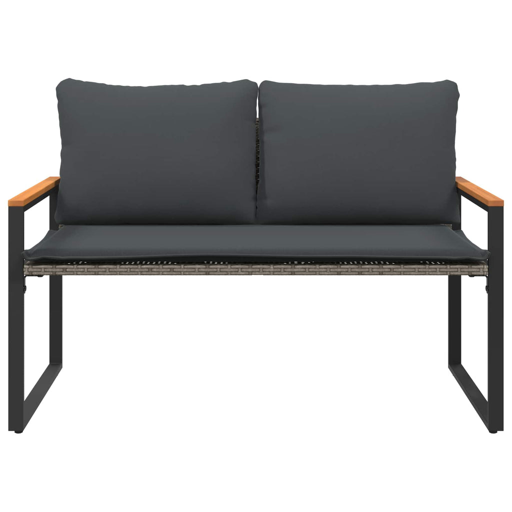 Bank mit Kissen Grau und Dunkelgrau 115 x 65 x 72 cm Rattan