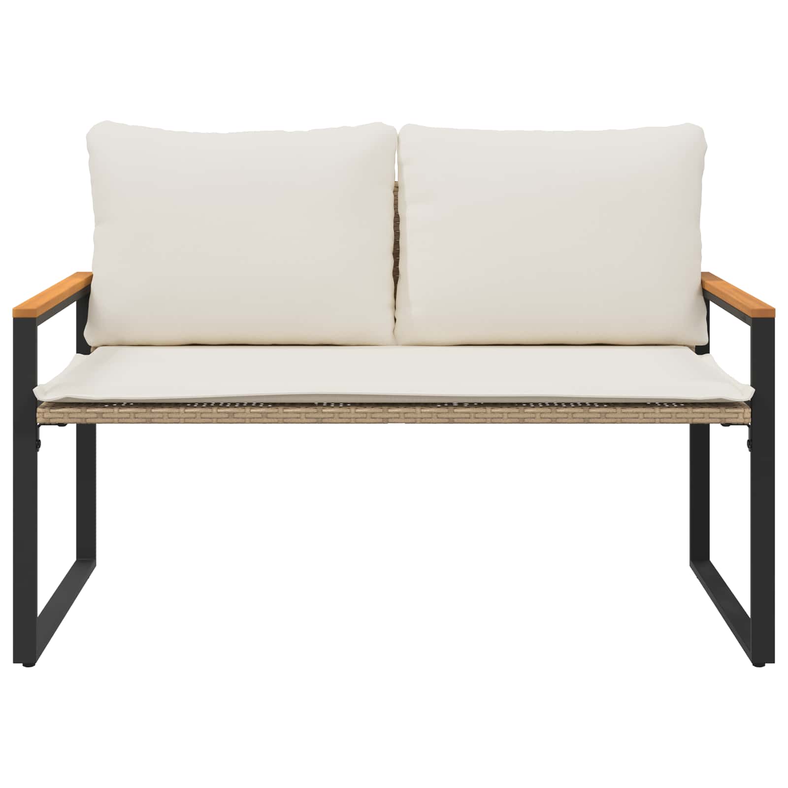 Bank mit Kissen Beige und Cremeweiß 115 x 65 x 72 cm Rattan