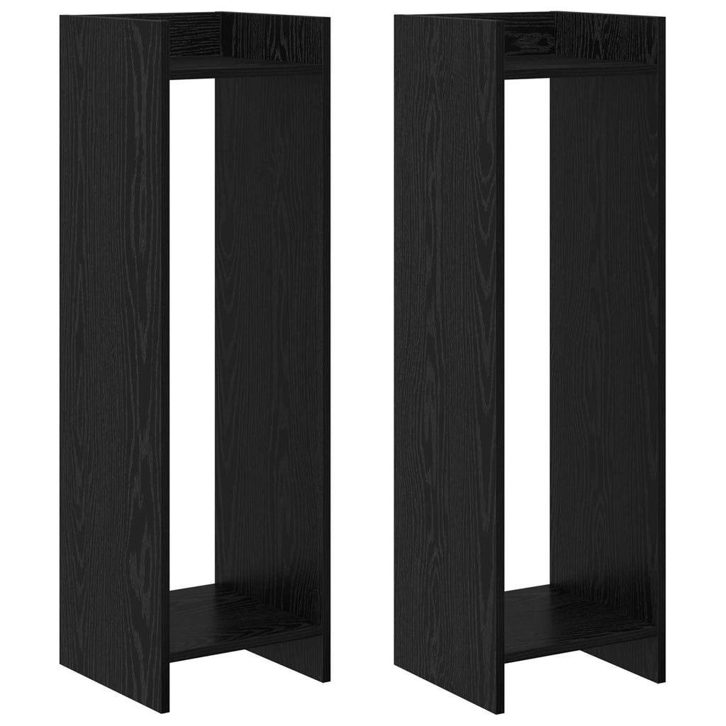 Pflanzenständer mit Regal 2 pcs Schwarze Eiche 30 x 30 x 100 cm