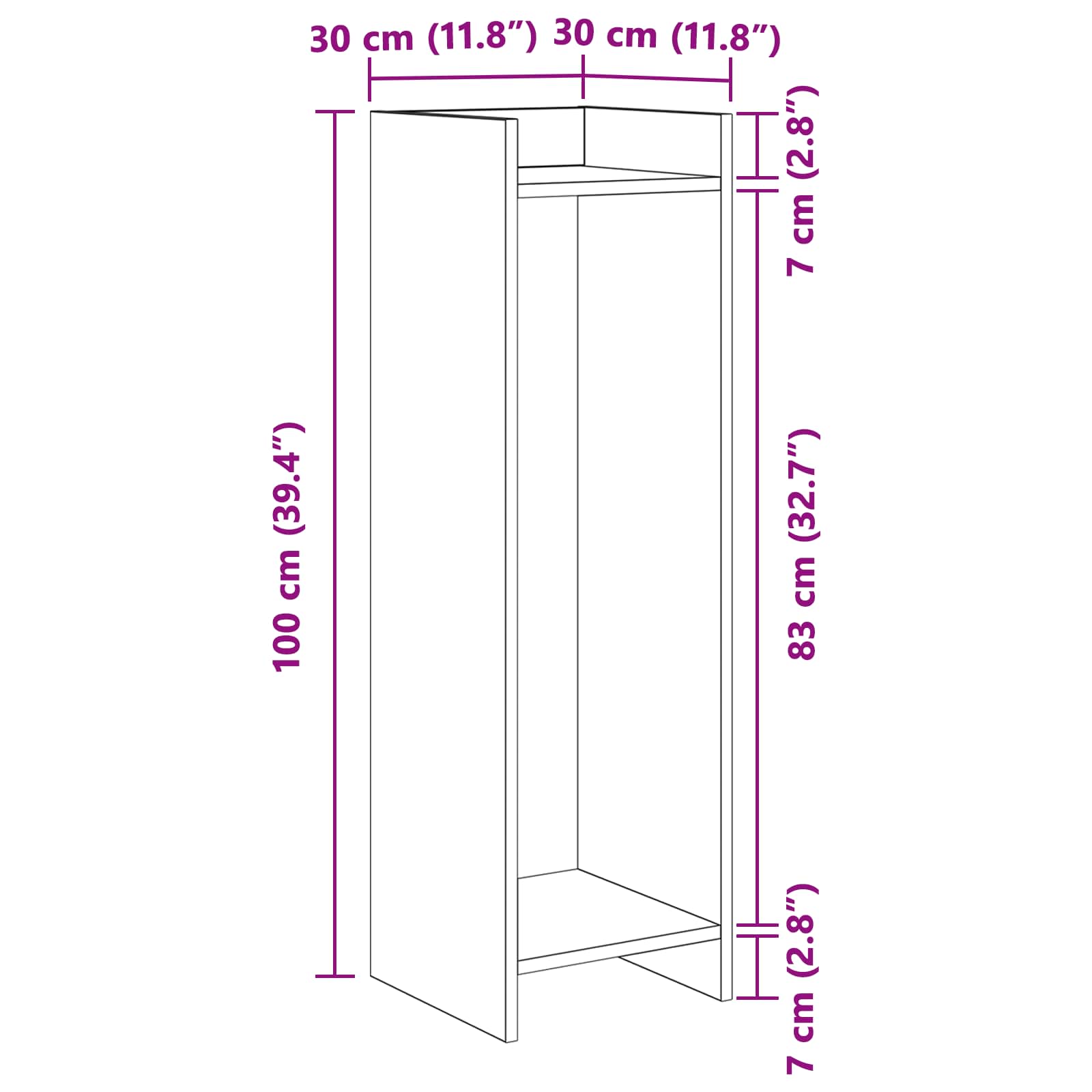 Pflanzenständer mit Regal 2 pcs Sonoma-Eiche 30 x 30 x 100 cm