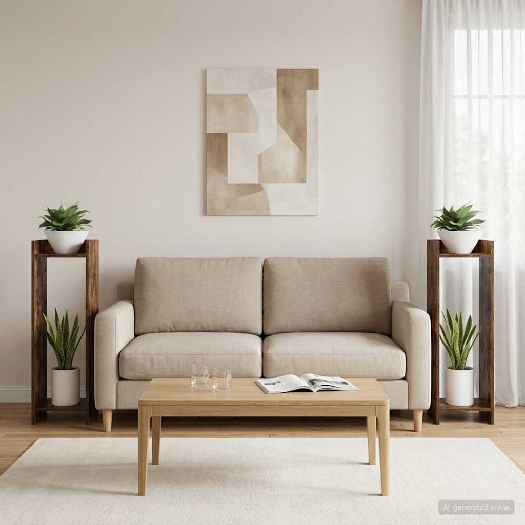Pflanzenständer 2 pcs Geräucherte Eiche 30 x 30 x 100 cm