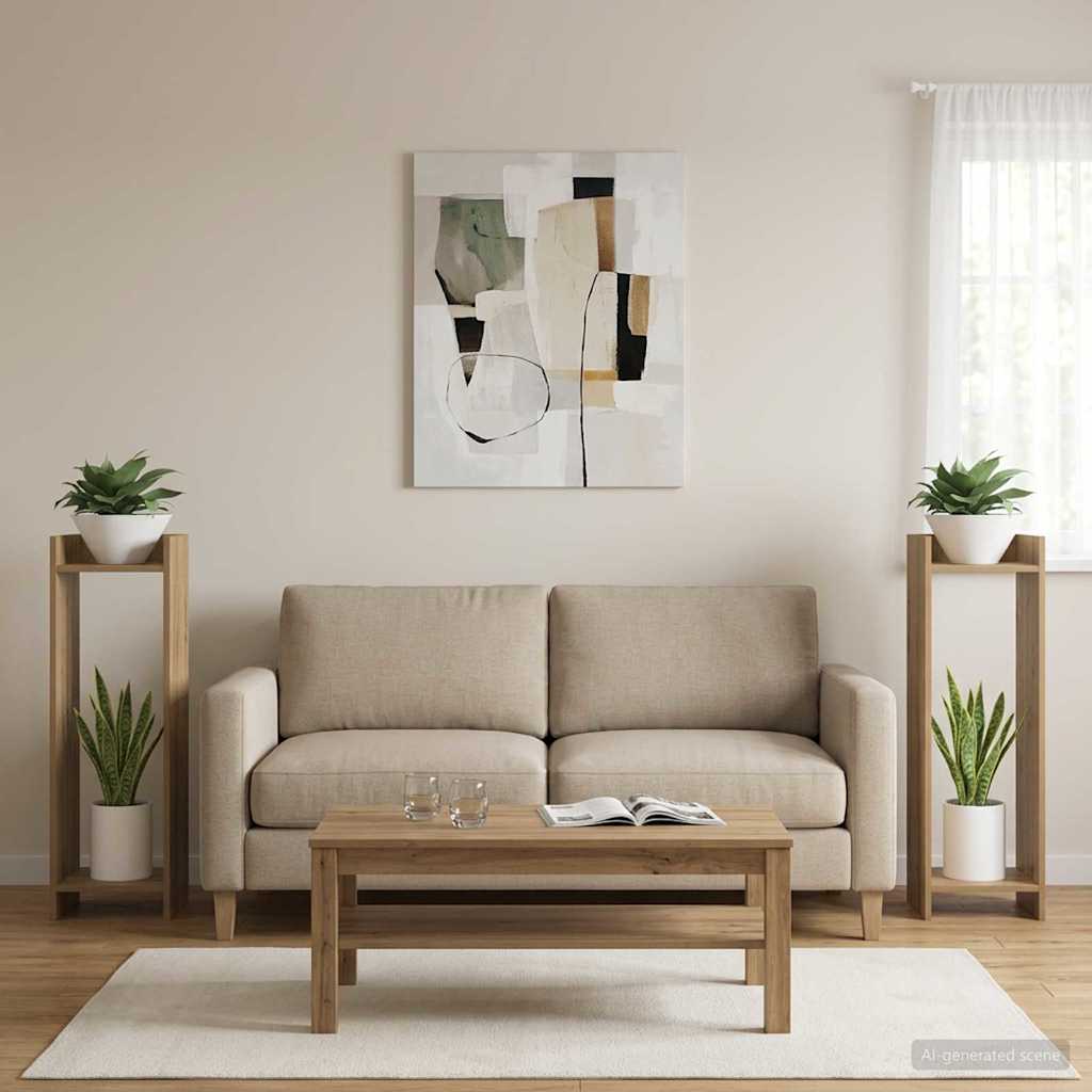 Pflanzenständer mit Regal 2 pcs Artisan-Eiche 30 x 30 x 100 cm