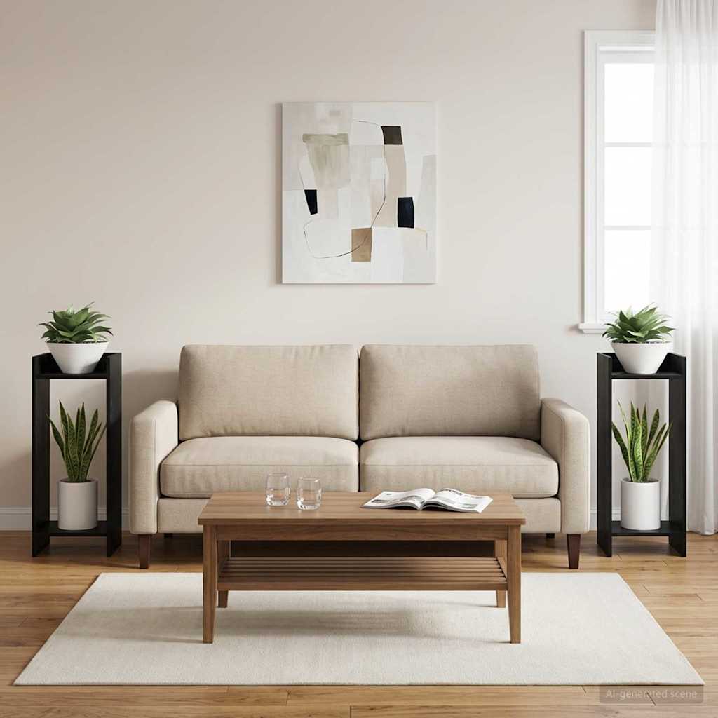 Pflanzenständer mit Regal 2 pcs Schwarze Eiche 30 x 30 x 80 cm