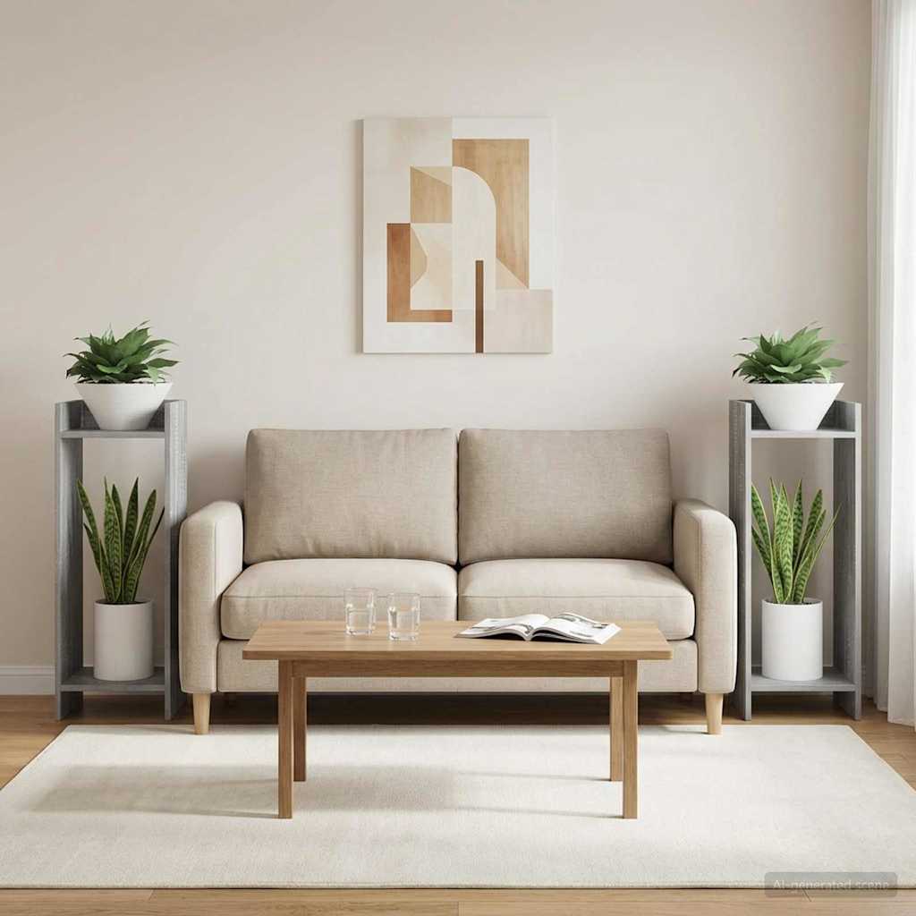 Pflanzenständer mit Regal 2 pcs Graues Sonoma 30 x 30 x 80 cm