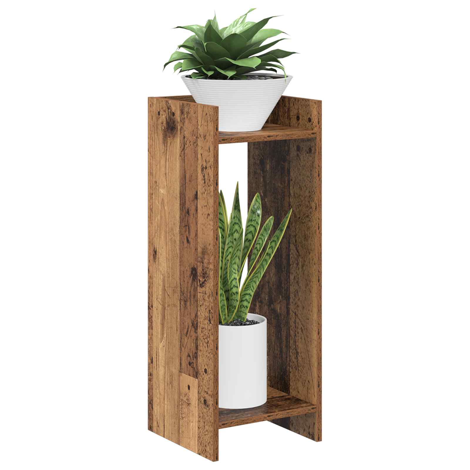 Pflanzenständer mit Regal Altholz 30 x 30 x 80 cm Holzwerkstoff