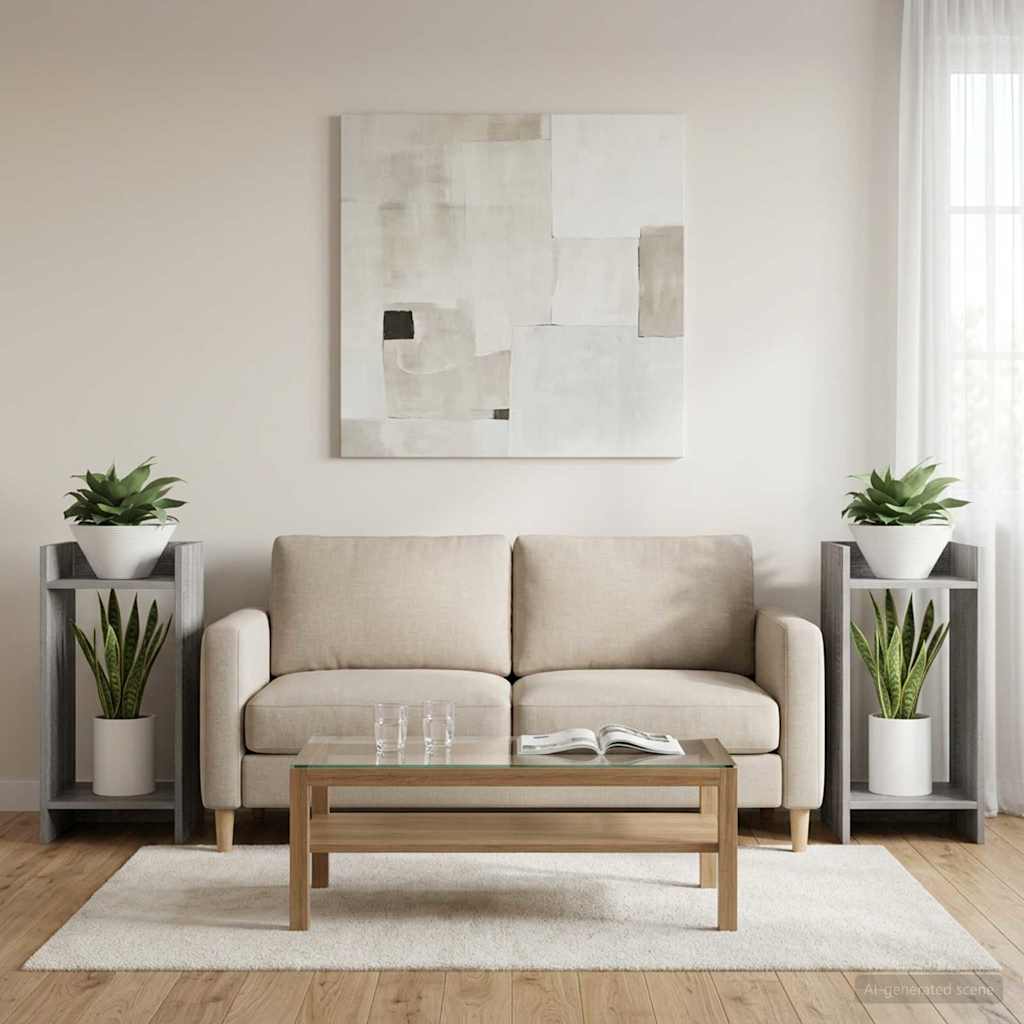 Pflanzenständer mit Regal 2 pcs Graues Sonoma 30 x 30 x 60 cm