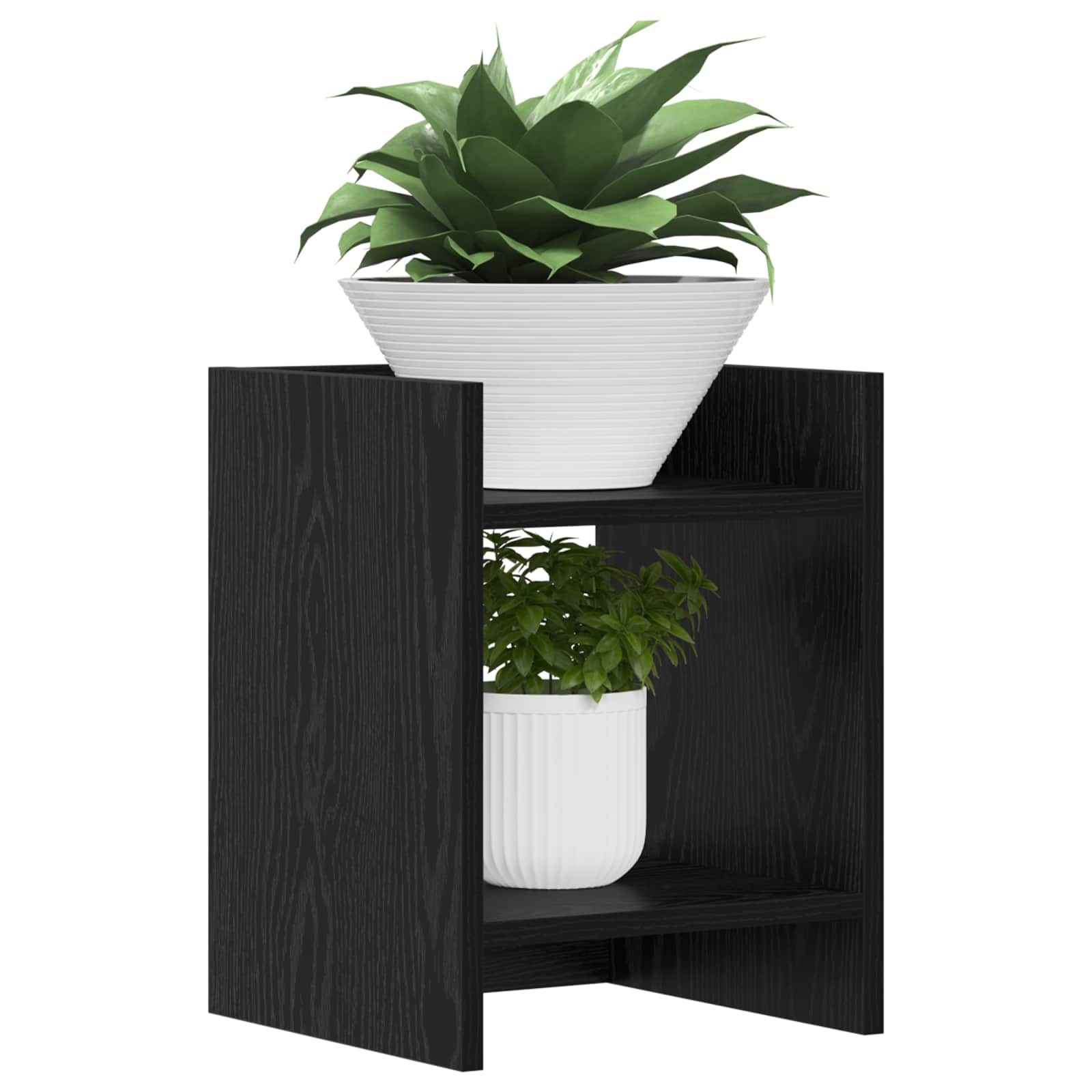 Pflanzenständer mit Regal 2 pcs Schwarze Eiche 30 x 30 x 40 cm