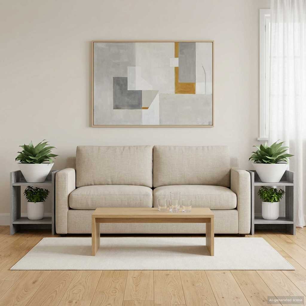 Pflanzenständer mit Regal 2 pcs Graues Sonoma 30 x 30 x 40 cm