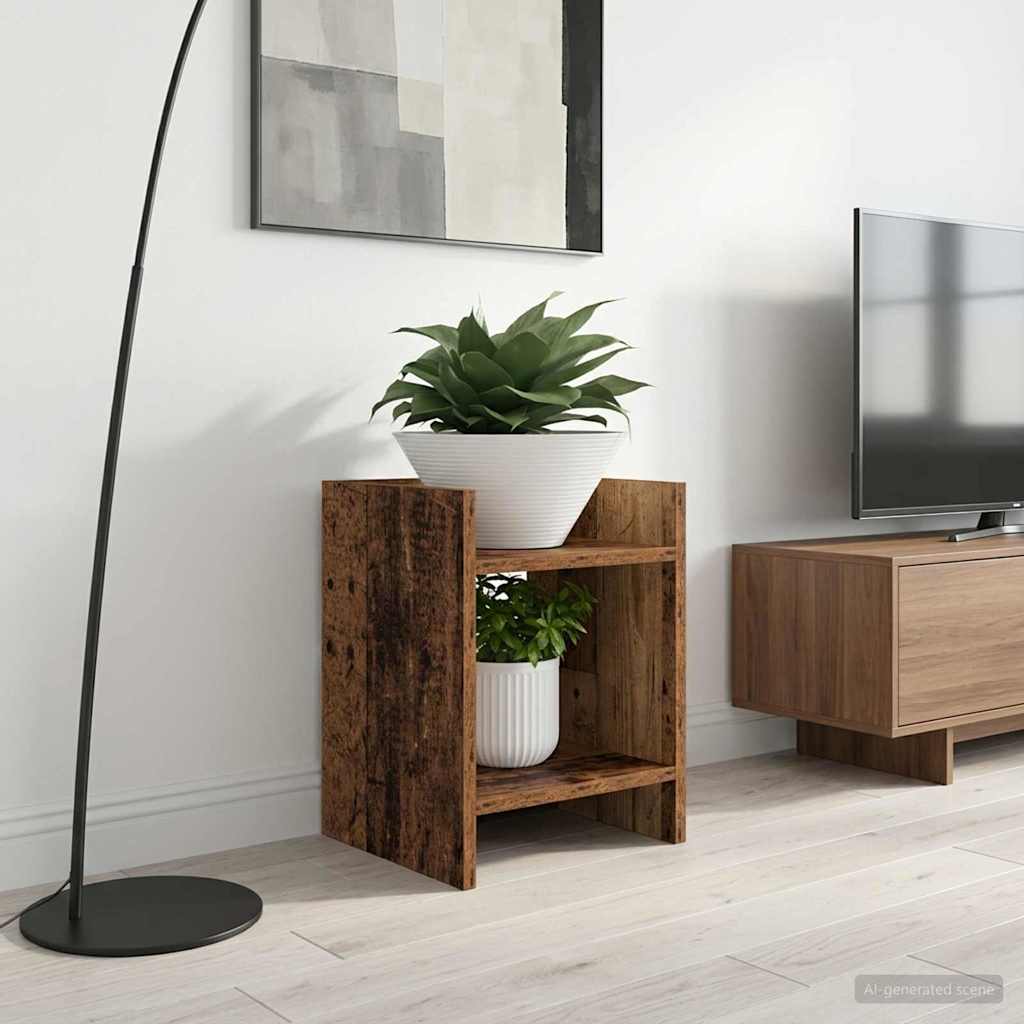 Pflanzenständer mit Regal Altholz 30 x 30 x 40 cm Holzwerkstoff