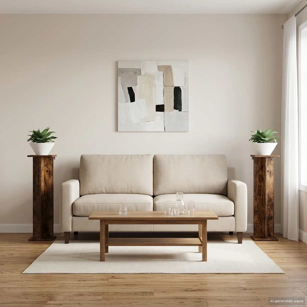 Pflanzenständer 2 pcs Geräucherte Eiche 25 x 25,5 x 100,5 cm
