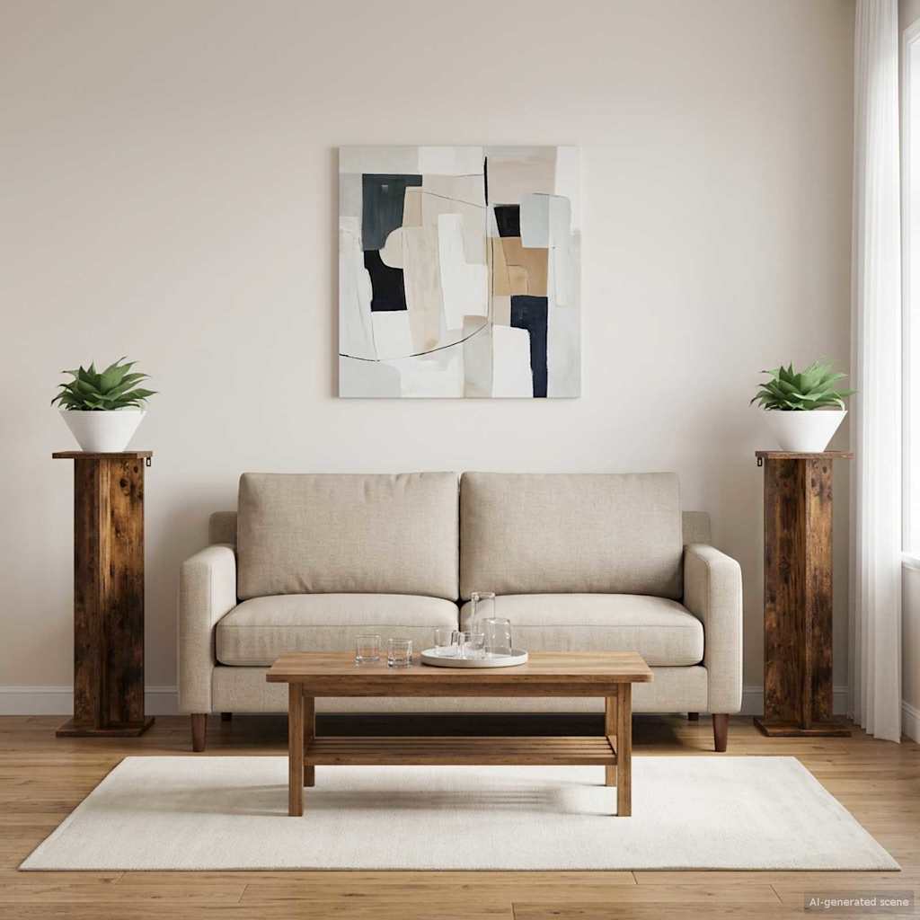 Pflanzenständer 2 pcs Geräucherte Eiche 25 x 25,5 x 80,5 cm