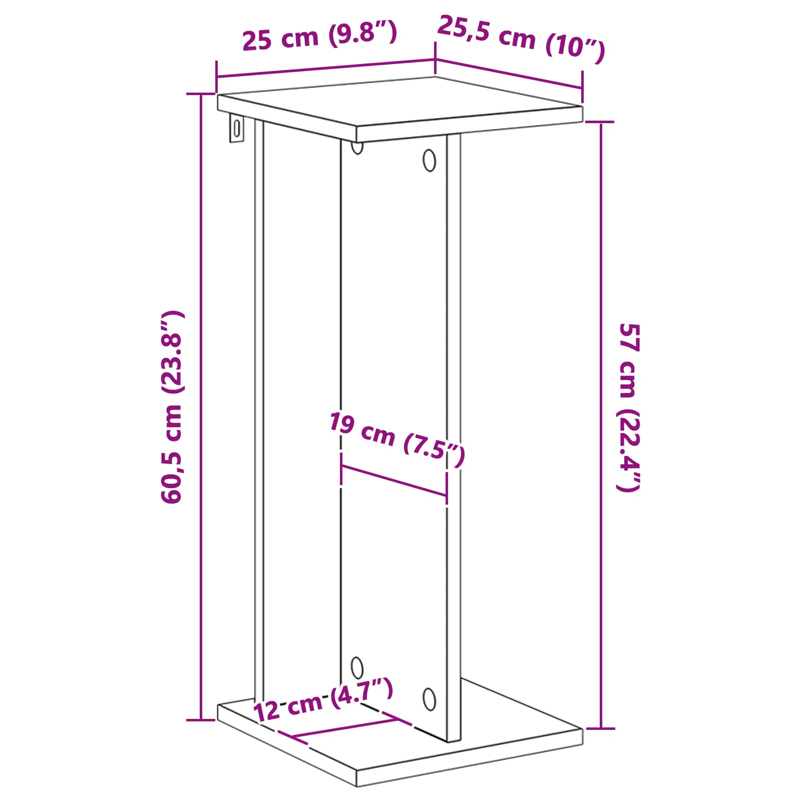 Pflanzenständer 2 pcs Sonoma-Eiche 25 x 25,5 x 60,5 cm