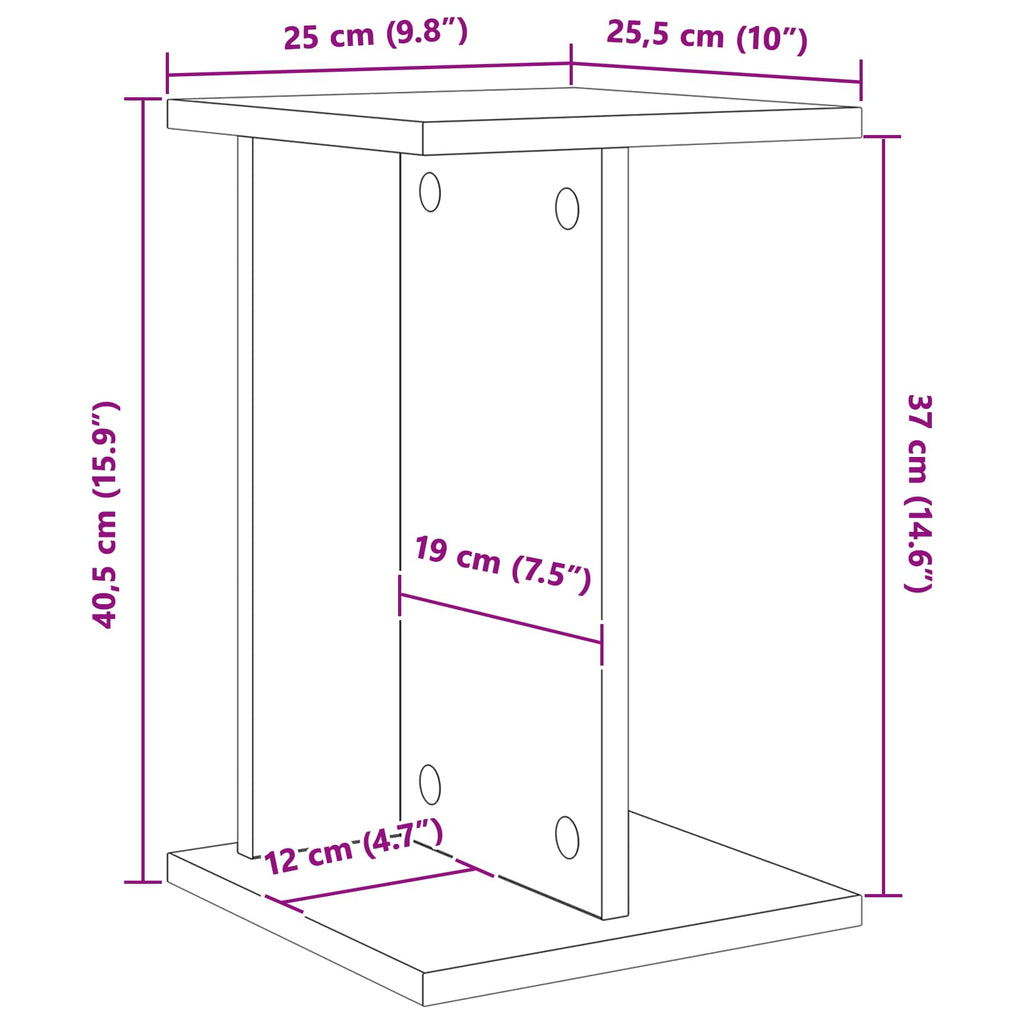Pflanzenständer 2 pcs Artisan-Eiche 25 x 25,5 x 40,5 cm