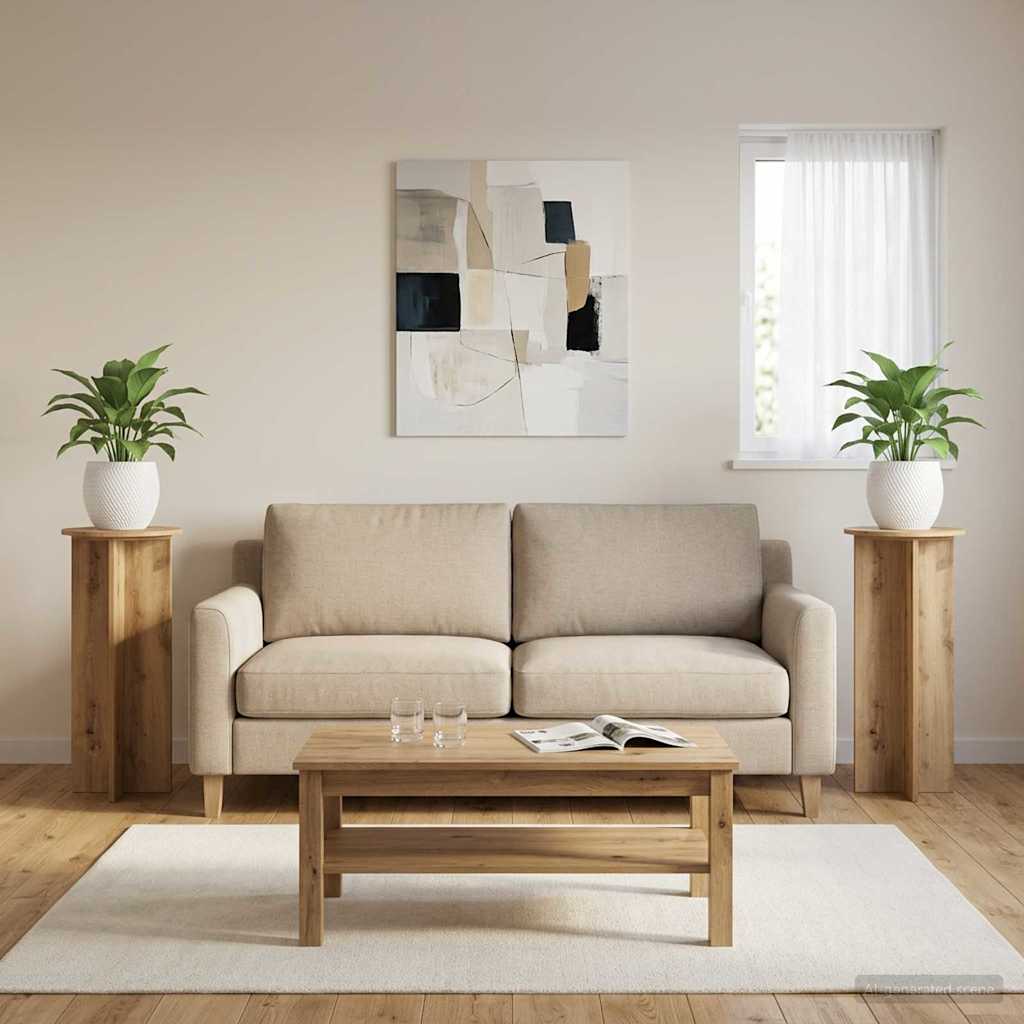 Pflanzenständer 2 pcs Artisan-Eiche Ø40 x 100 cm Holzwerkstoff