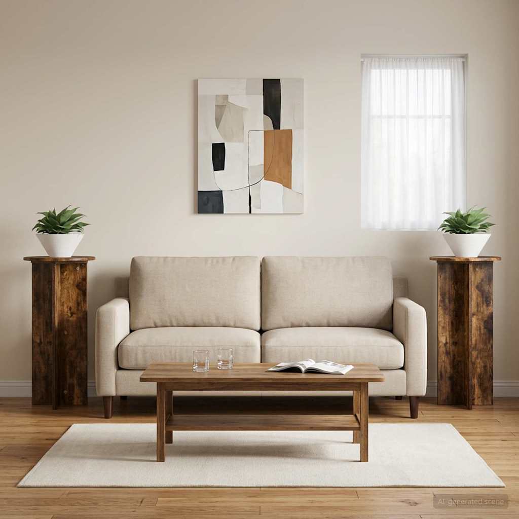 Pflanzenständer 2 pcs Geräucherte Eiche 40 x 40 x 80 cm