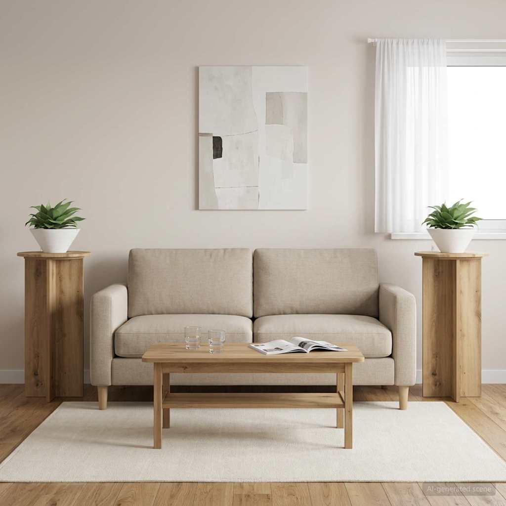 Pflanzenständer 2 pcs Artisan-Eiche 40 x 40 x 80 cm