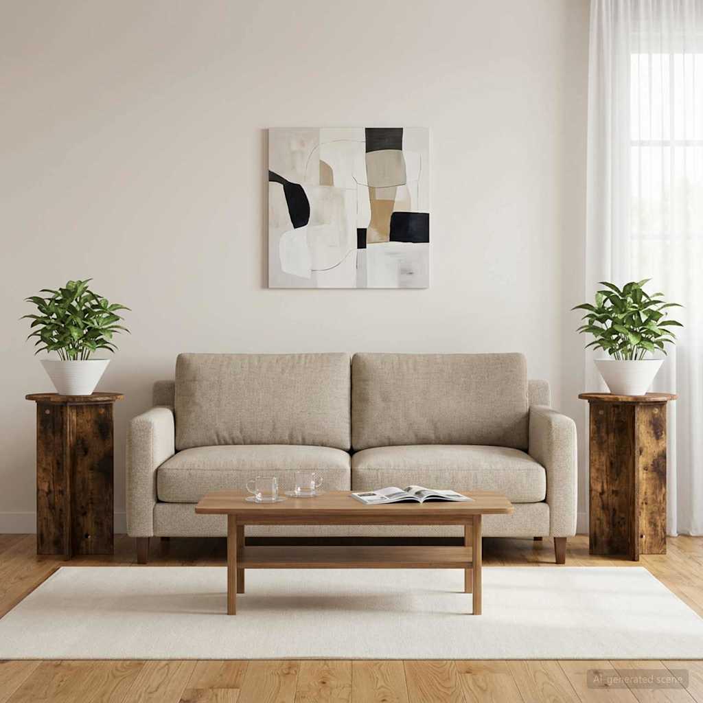 Pflanzenständer 2 pcs Geräucherte Eiche Ø40 x 60 cm