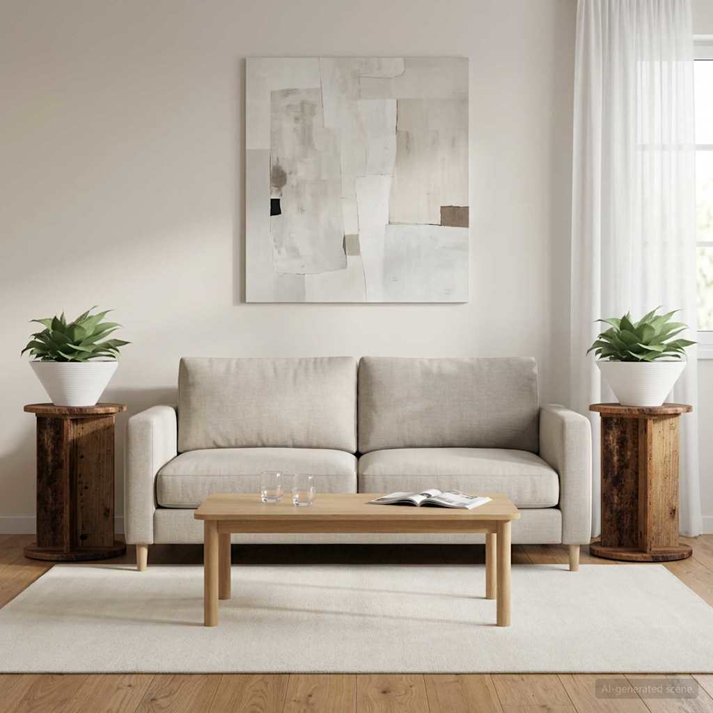 Pflanzenständer 2 pcs Altholz Ø29,5 x 40 cm Holzwerkstoff