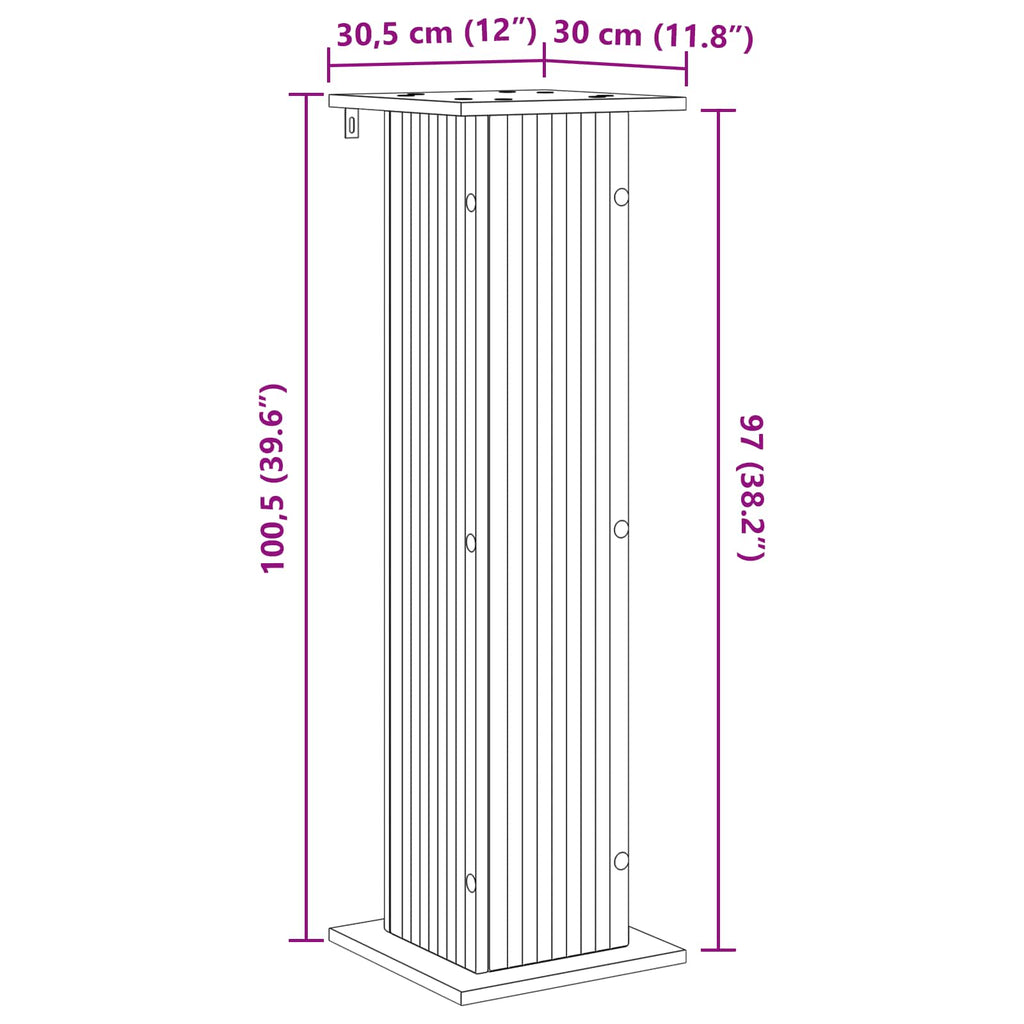 Pflanzenständer 2 pcs Geräucherte Eiche 30,5 x 30 x 100,5 cm