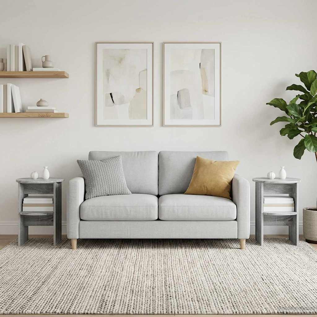 Seitenschrank 2 pcs Graues Sonoma Ø40 x 50 cm Holzwerkstoff